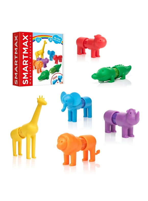 SmartMax My First Safari Animals STEM Magnetic Discovery Building Set with Soft Animals for Ages 1-5