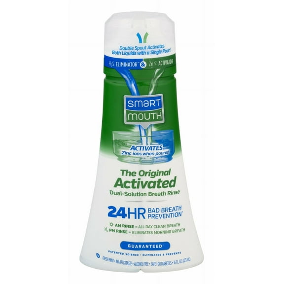 SmartMouth Bad Breath Dual-Solution Rinse Mouthwash, Mint, 16oz, 2-Pack
