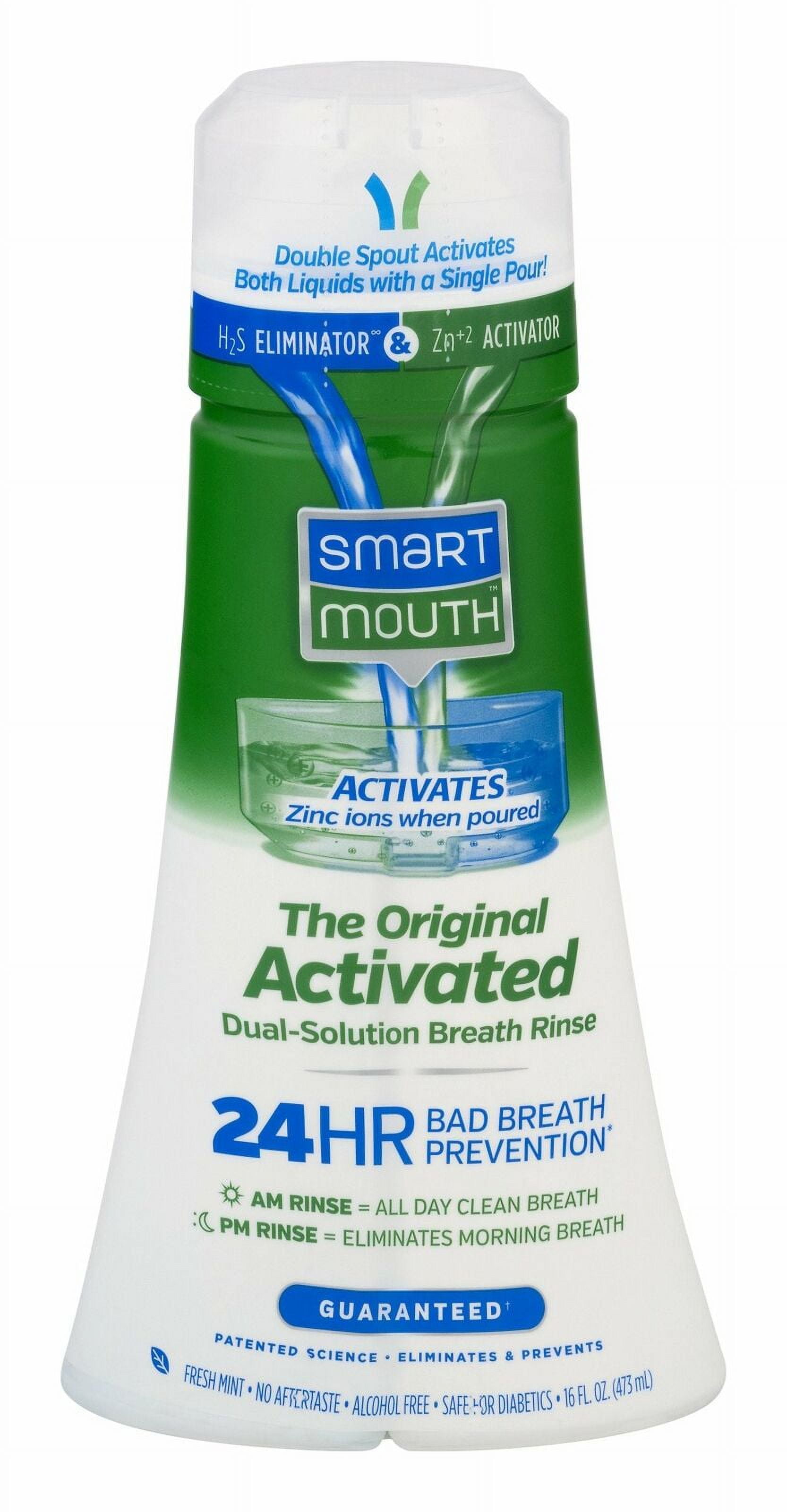 SmartMouth Bad Breath Dual-Solution Rinse Mouthwash, Mint, 16oz, 6-Pack
