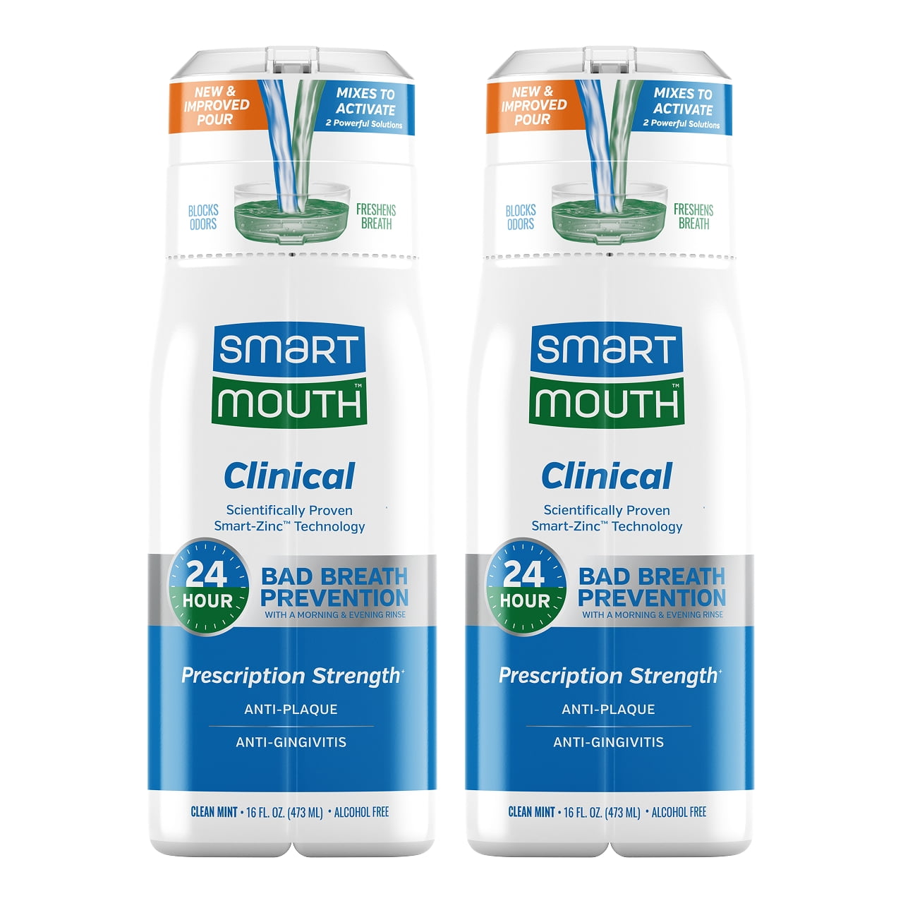 SmartMouth DDS Activated Clinical Mouthwash - for Fresh Breath - Clinical Strength Mouthwash for Gum Health, Gingivitis & More - Clean Mint Flavor, 16 fl oz (2 Pack)