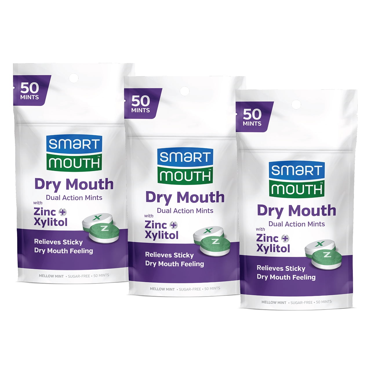 SmartMouth, Dry Mouth Relief Mints, 50 Count, 3 Pack - Walmart.com