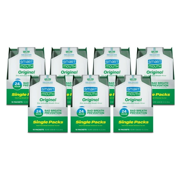 SmartMouth Original Activated Mouthwash - Adult Mouthwash for Fresh Breath - Oral Rinse for 24-Hour Bad Breath Relief with Twice Daily Use - Fresh Mint Flavor - 0.4 Fl Oz (70 Travel Packs)