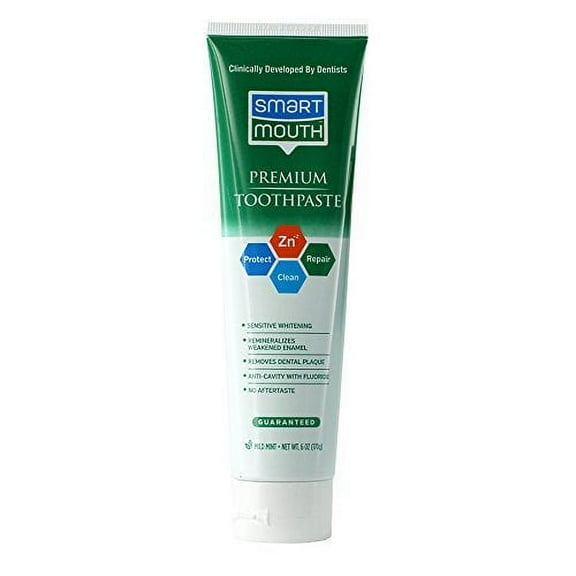 SmartMouth Premium Zinc Ion Toothpaste, Mild Mint 6 oz (Pack of 3)