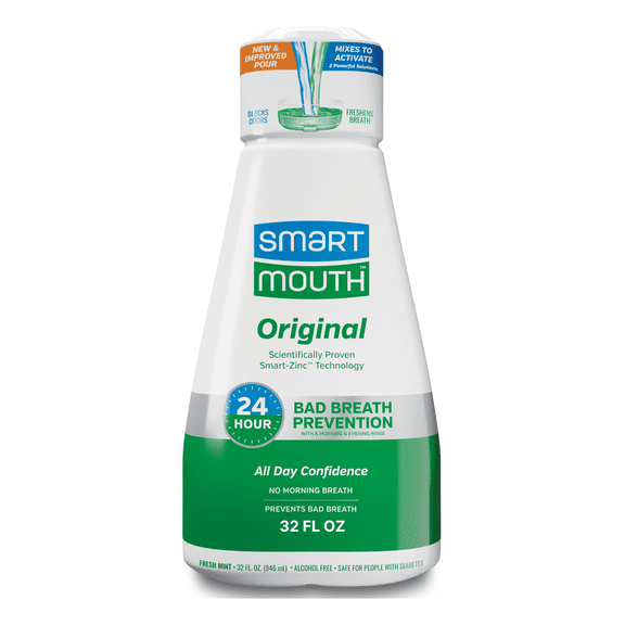 SmartMouth The Original Activated Dual-Solution Breath Rinse Mouthwash, Fresh Mint, 32 fl oz, Adult