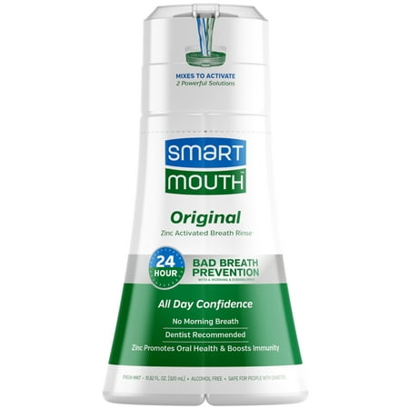 SmartMouth The Original Activated Dual-Solution Oral Breath Rinse Mouthwash, Fresh Mint, 10.82 fl oz, Adult