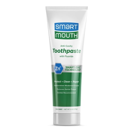 SmartMouth Premium Zinc Ion Toothpaste, Helps with Cavity, Enamel & Plaque, Mild Mint, 6 oz, 1 Pack