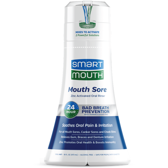 SmartMouth Zinc Activated Oral Breath Rinse Mouthwash Mouth Sore, Cool