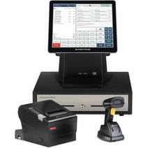 SmartPOS 129, Cash Register for Small Business – Includes Dual-Screen Cash Register, Wireless Scanner, Thermal Printer & Robust Steel Drawer