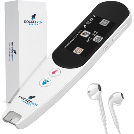 SmartPens4U Rocket Pen Reader with Blue Case. More Than Just a Text to Speech Translator for Struggling Readers & Dyslexia - Scans Paper, Tablet and Mobile Screens.