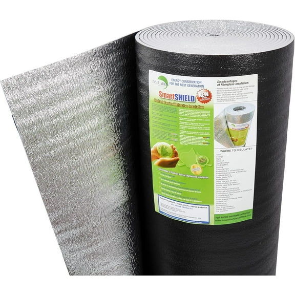 SmartSHIELD 10mm - 48" x 25', Reflective Insulation Roll, Black & Foil, Foam Core Thermal Barrier