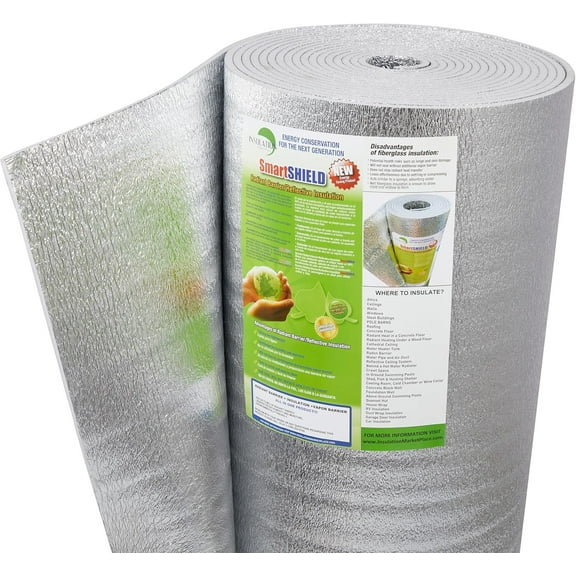 SmartSHIELD 10mm – 60" x 100', Reflective Insulation Roll – 60" x 100' Foam Core Radiant Barrier with Foil Wrap