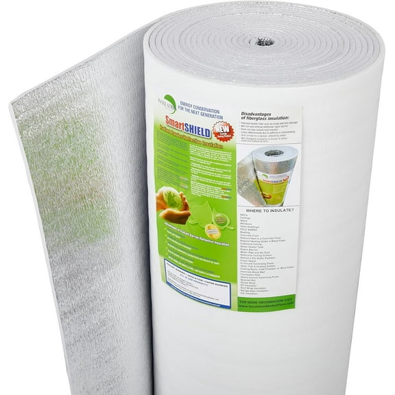 SmartSHIELD 10mm - 48" x 125', Reflective Insulation Roll, White & Foil, Foam Core Thermal Barrier