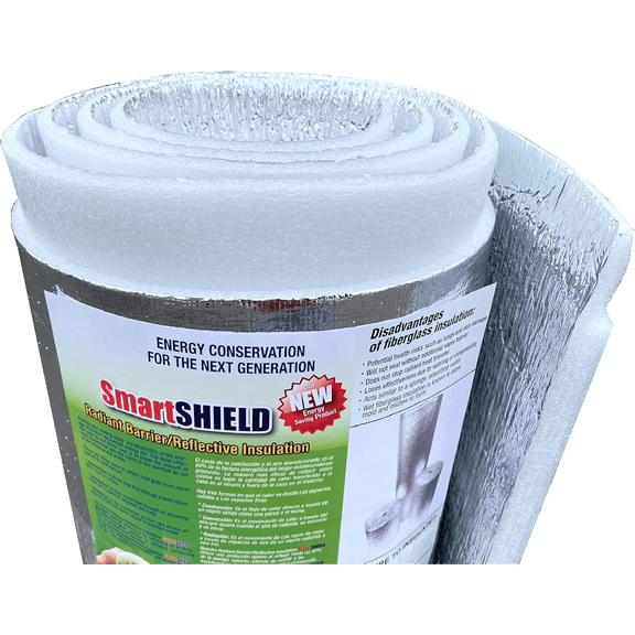 SmartSHIELD -20mm 48" X10ft Reflective Insulation Roll, Foam Core Radiant Barrier, Thermal Foil Insulation Panel - 0.8 Inch Thickness, R-23