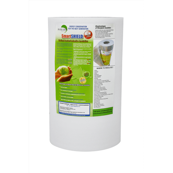 SmartSHIELD -3mm 24"x50Ft Reflective Insulation roll, Foam Core Radiant Barrier, Thermal Insulation Shield, Commercial Grade - White Film / Engineered Foil