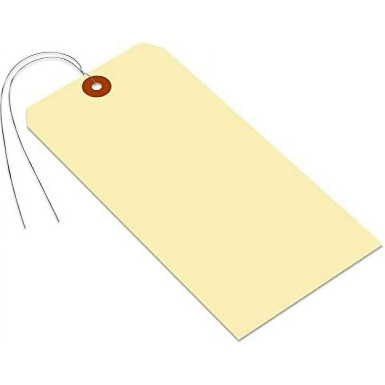 SmartSign Blank Manila Shipping Tags with Wire, Size-12, Pack of