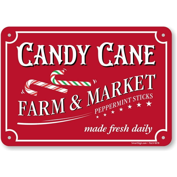 SmartSign 'North Pole Santa’s Workshop Making Children's Toy' Vintage Metal Sign, 40 mil Laminated Rustproof Aluminum, Red/White on Rustic Background, Christmas Decor/Gift, USA-Made