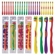 SmartSmile 72 Pcs Bulk Kids Toothbrushes Individually Wrapped - Assorted Colors with Animal Paw Prints - Popular Dental Office Patient 21-542