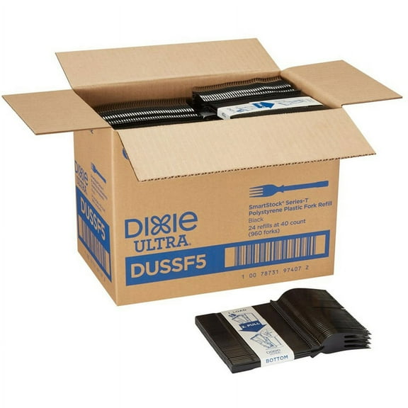 SmartStock Fork - 960/Carton - Fork - 40 x Fork - Disposable - Polystyrene - Black | Bundle of 5 Cartons