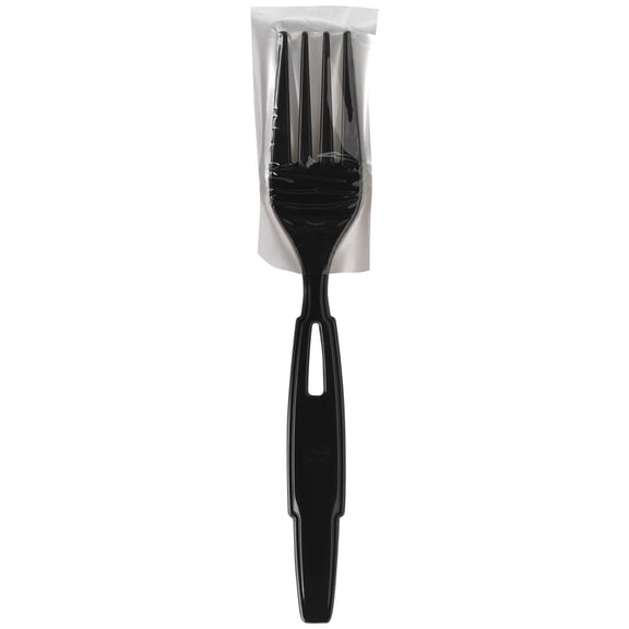 SmartStock Series-W Polypropylene Plastic Wrapped Cutlery, Black, 40 Perk Pack, Case of 24 Packs