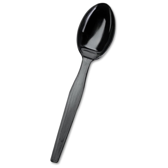 SmartStock Plastic Disposable Spoons, Black, 960 Count