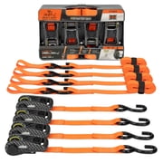 SmartStraps 14 ft CarbonX Ratchet Straps, 4 Pack, 3,000 lb, Orange