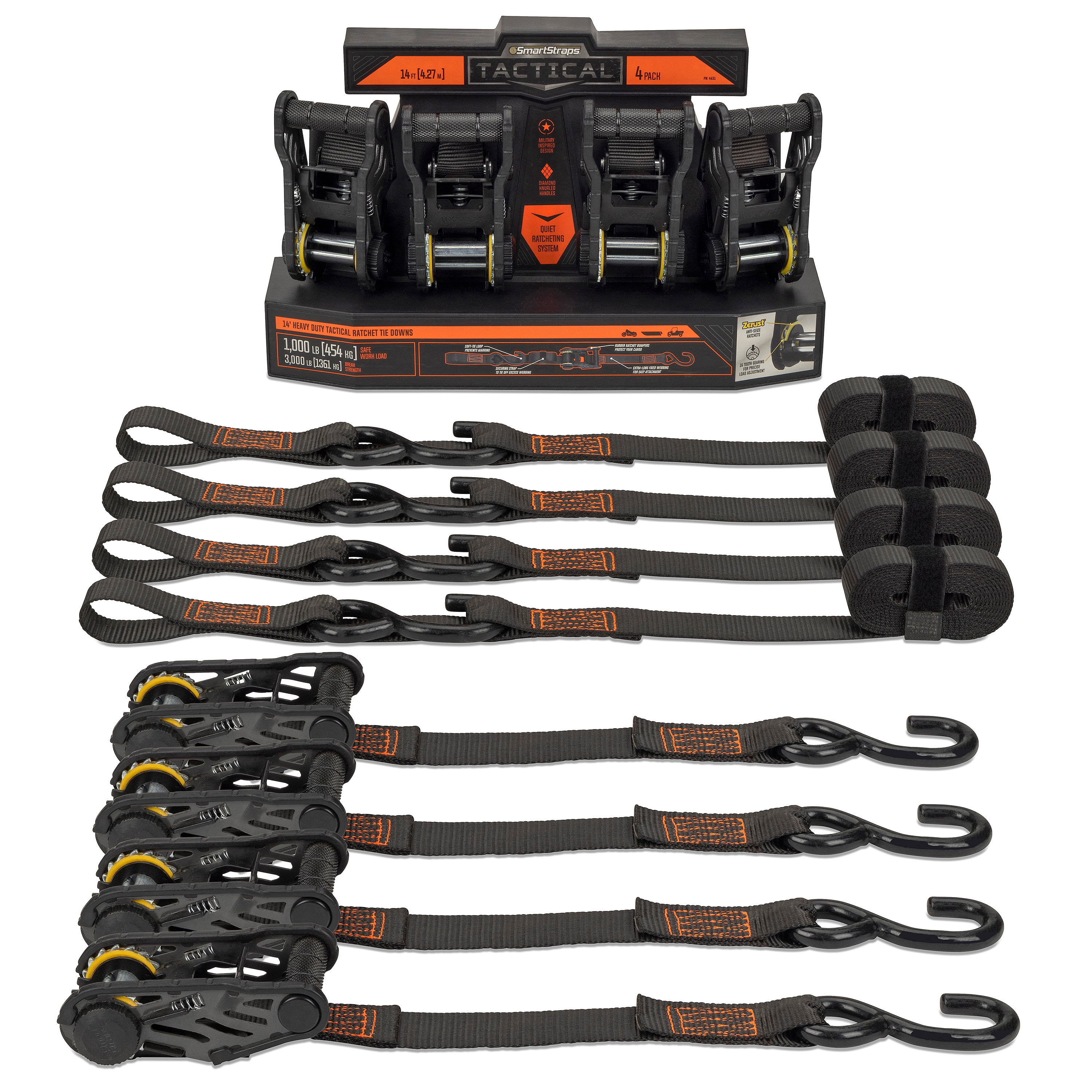 SmartStraps 1-1/4 in. x 14 ft. Orange Tactical Heavy Duty Ratchet Tie ...