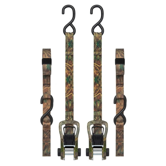 SmartStraps CamoX Standard Duty Ratchet Tie Down Straps, 1" x 10 ft, 500 lb Safe Work Load, 1,500 lb Break Strength, 2-Pack