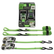 SmartStraps 1 in. x 10 ft. Green RatchetX Standard Duty Ratchet Tie Down Straps, Padded Handle, 500 lb. Safe Work Load - 2 pack