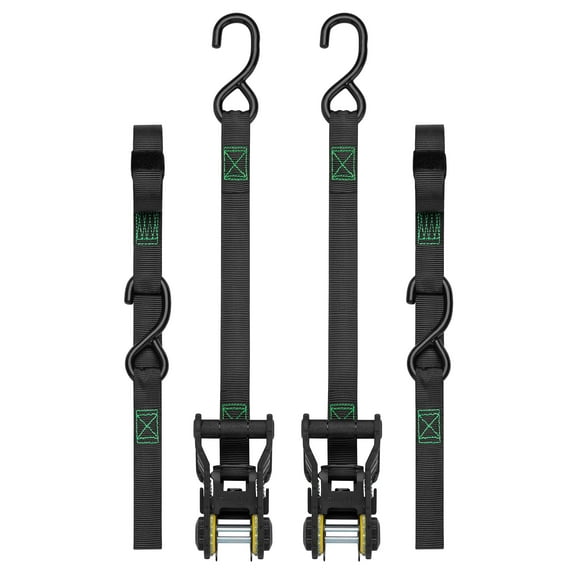 SmartStraps 1" x 10ft Tactical Standard Ratchet Tie Down Straps 2 pack , Green - 500lb SWL