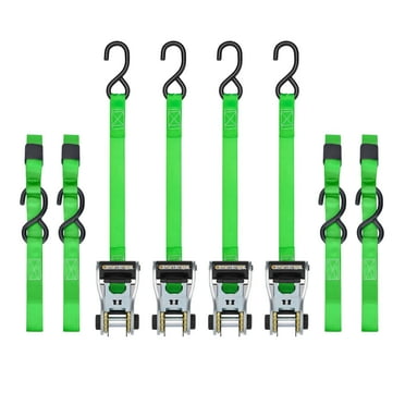 SmartStraps 1 in. x 12 ft. Green RatchetX Standard Duty Ratchet Tie Down Straps, Padded Handle, 500 lb. Safe Work Load - 4 Pack
