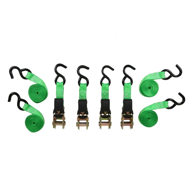 SmartStraps - 14' 1500 lb Padded Ratchet Tie Down 4 Pack Green