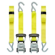 SmartStraps 14ft 5000lb Commercial Grade RatchetX J-Hook Tie-Down 2 Pack, Yellow
