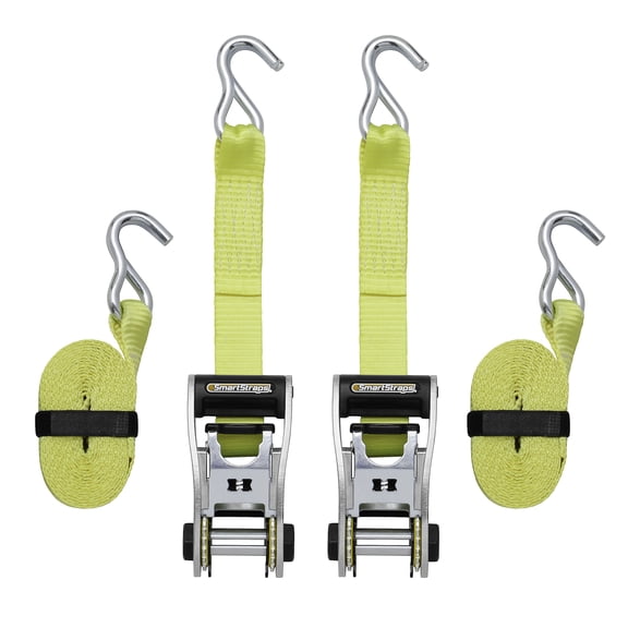 SmartStraps, 14ft. 5000lb Ratchet X Ratchet Tie Down 2Pk Yellow, Working Load 1667 lb, Length 168 in, Material Polyester, Model# 4811