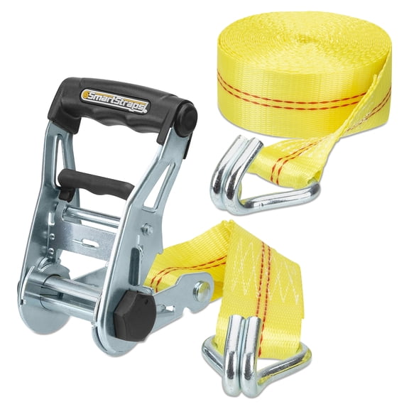 SmartStraps RatchetX 2" x 25ft Commercial Tie Down Strap, Yellow, 1 Pack - 1,677lb SWL