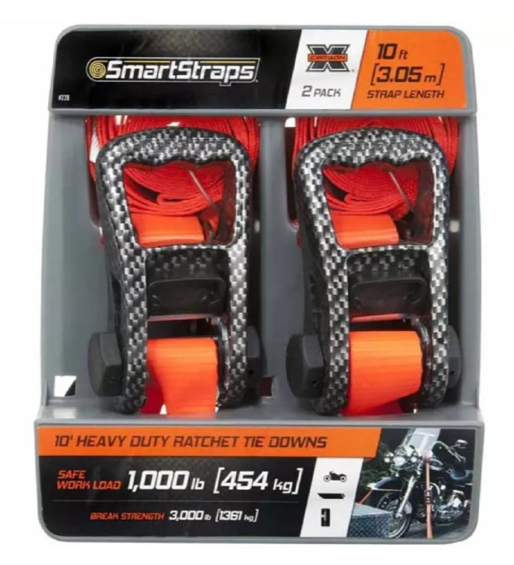 SmartStraps 228 Heavyduty Premium CarbonX Rachet Tie Down Straps, 10