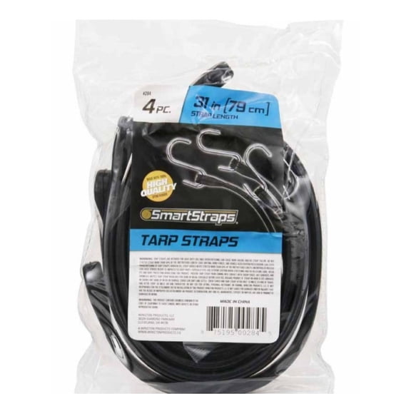 SmartStraps 284 Rubber Tarp Straps 31 inch, 4-Pack