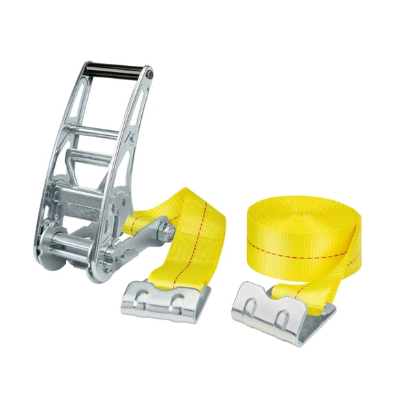 SmartStraps 3 in. x 27 ft. Yellow Commercial Ratchet Tie Down Strap with Flat Hook, Padded Handle, 3,333 lb. Safe Work Load - 1 pack