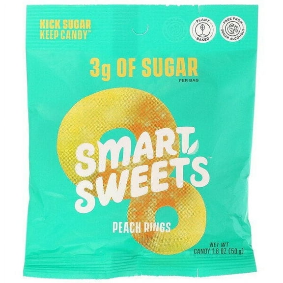 SmartSweets, Peach Rings, Peach, 1.8 oz Pack of 2