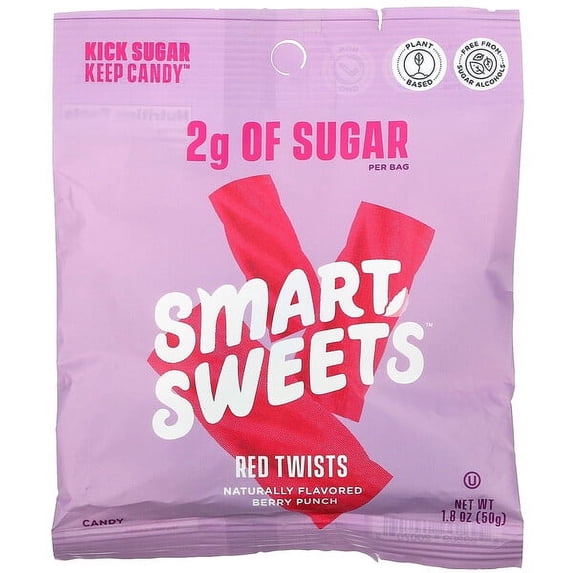 SmartSweets, Red Twists, Berry Punch, 1.8 oz Pack of 2