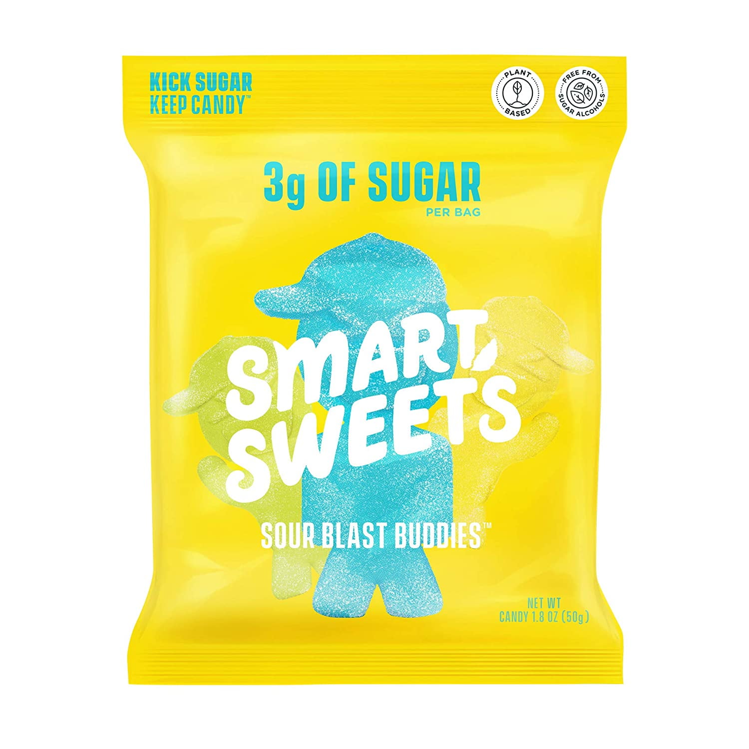 SmartSweets Sour Blast Buddies, Candy with Low Sugar (3g), Low Calorie, Plant-Based, Free From Sugar Alcohols, No Artificial Colors or Sweeteners, Pack of 6, New Juicy Recipe