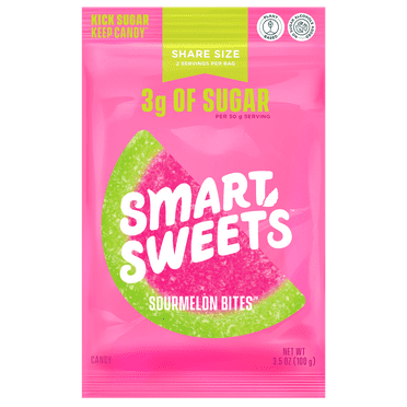 SmartSweets Sourmelon Bites Sour Candy, 3.5 oz Pouch