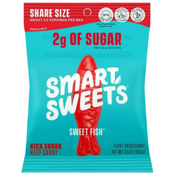 SmartSweets Sweet Fish Gummy Candy, 3.5 oz Pouch
