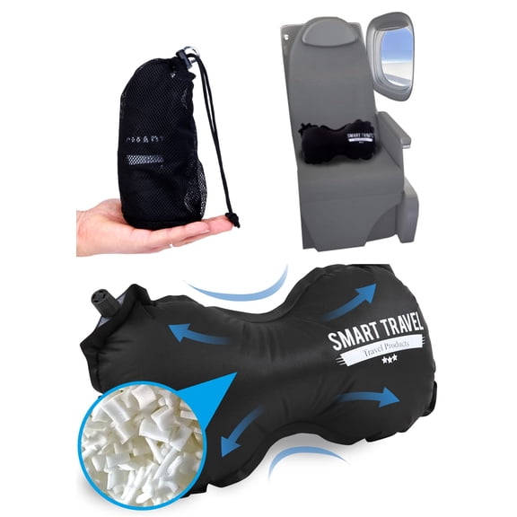 SmartTravel Travel Products Inflatable Travel Lumbar Pillow for Airplane Seat Adjustable Lower Back Support Cushion for Long Flights