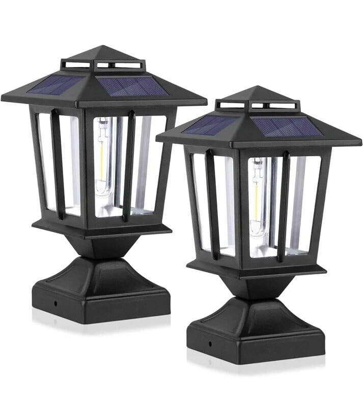 SmartYard Metal Solar Post Lights 4X4 Outdoor, Waterproof Fence Post Lights 2 PK