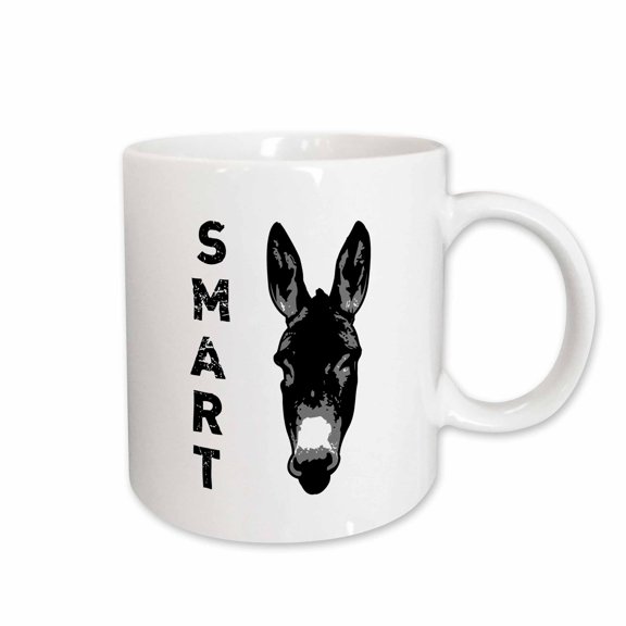 3drose, Smartass. Knock Out of Donkey Head with Distressed Black Lettering., 11oz Mug