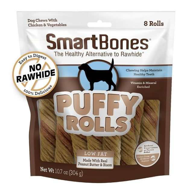 Smartbones Puffy Rolls Chews DHF10 for Dogs, 8 Count, Treat Your Dog to