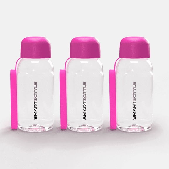 Smartbottle Mini Compact Water Bottle, Hot Pink, 250ml / 8oz, 3-Pack