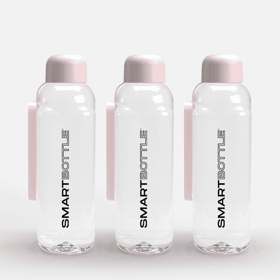 Smartbottle Slim Reusable Water Bottle, Light Pink, 500ml / 16oz, 3-Pack