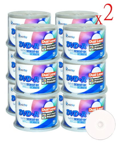 Smartbuy 1200-disc 8.5gb/240min 8x Dvd+r Dl Dual Layer Double Layer White Inkjet Hub Printable Blank Data Recordable Med