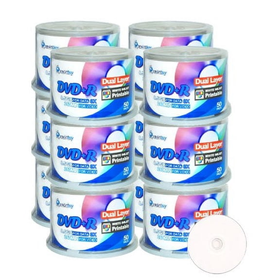 Smartbuy 600-disc 8.5gb/240min 8x Dvd+r Dl Dual Layer Double Layer White Inkjet Hub Printable Blank Data Recordable Medi